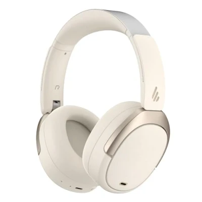 Imagen de Edifier W80 Over Ear Headphones con cancelación Activa de Ruido 49dB, LDAC AAC Hi Res Cable e inalámbrico, Llamada Clara AI, Carga rápida, conexión multipunto, Bluetooth V5.4 Marfil