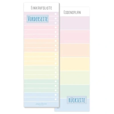 Imagen de paper&amp;you® Bloc de notas para la lista compra [Rainbow] incl. imán, 50 hojas formato vertical sostenible &amp; climáticamente neutro