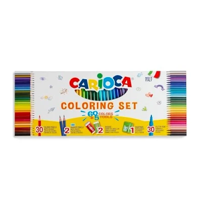 Imagen de Carioca Set de Dibujo Caja Especial con 30 Rotuladores Joy Punta Fina y Lápices Colores TITA Incluye 2 Grafito HB, Gomas Borrar Sacapuntas Depósito 65 piezas