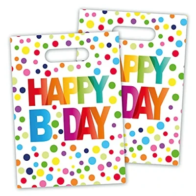 Imagen de Folat Bolsas de Regalo Feliz cumpleaños con Puntos 8 Piezas, Multicolor (65114)