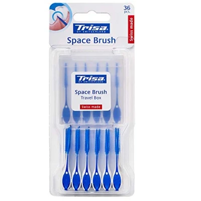 Imagen de Cepillo interdental Trisa Space Brush sin metal para una limpieza suave entre los dientes, 36 unidades con práctica funda de viaje, Swiss made. Calidad marca fabricada en Suiza.