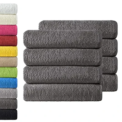 Imagen de NatureMark Paquete Ahorro de 8 Toallas Tejido Rizo, Set Unidades 50 x 100 cm, Gris Antracita, 100% algodón