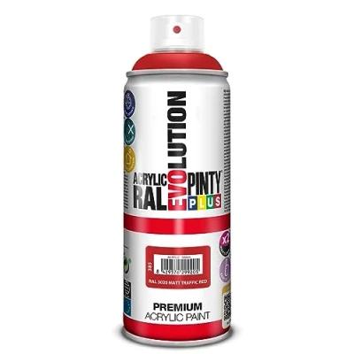 Imagen de PINTYPLUS Pintura en spray Acrilica Mate EVOLUTION 520cc Matt Traffic Red RAL 3020