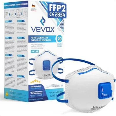 Imagen de VEVOX® Mascarillas FFP2 Set de 20 con Sellado Comfort Light Mascarilla antipolvo válvula Para la protección más fiable