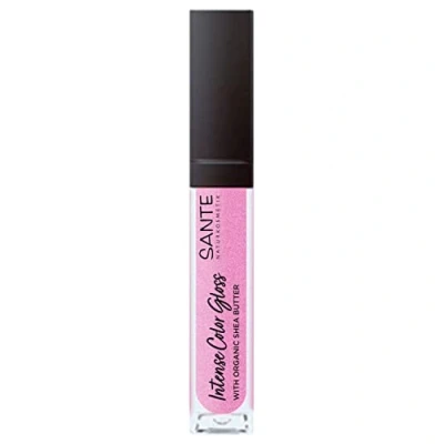Imagen de Sante Cosmética natural de labios con acabado brillante, manteca karité para cuidados, brillo intenso color intenso, n.º 05 Dazzling Rose, 1 x 5,3 ml