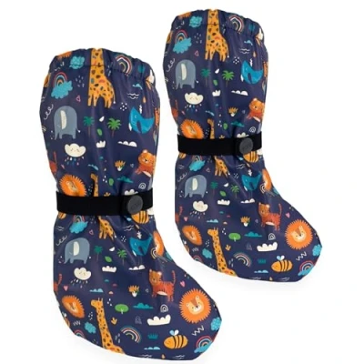 Imagen de HECKBO botitas de lluvia para bebé sin forro polar selva cubrezapatos 3 18 meses sobrezapatos impermeables zapatos gatear barro