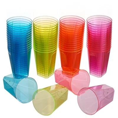 Imagen de MATANA 40 Vasos de Plástico Duro Colores (Neón, 210ml) Cumpleaños, Fiestas Infantiles, Bodas, Navidad, Barbacoa Resistentes y Reutilizables