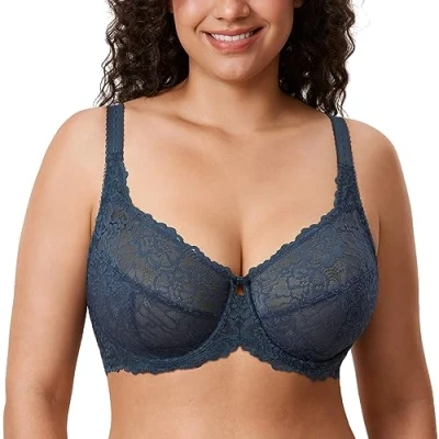 Imagen de DELIMIRA Mujer Sujetador con Aros Transparente Talla Grande Cobertura Completa Sargazos 110C