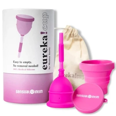 Imagen de Eureka! Cup + Esterilizador Se Vacía sin Sacar de la Vagina Copa Menstrual Talla M/L Comodidad e Higiene fuera casa 100% Silicona Médica Reutilizable y Fácil Limpiar