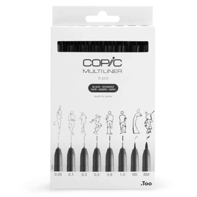 Imagen de Copic Multiliner Paquete de 8 lápices para dibujo técnico