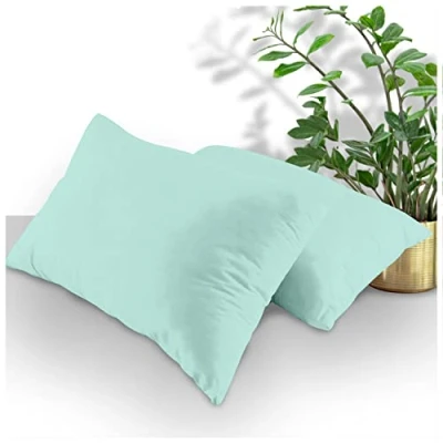 Imagen de GC GAVENO CAVAILIA Housewife Juego de 2 Fundas Almohada estándar Transpirables, Lisas con Cierre Envolvente, Color Aguamarina, 74 x 48 cm