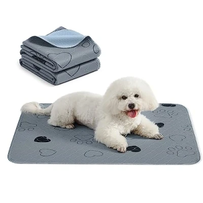 Imagen de Feandrea Alfombras Lavables para Perros, Absorbentes Reutilizables, 91 x 86 cm, Juego de 2, M, Impermeables, Antideslizantes, Alta Absorbencia, Gatos, Conejos, Gris PTD034G01
