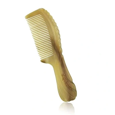 Imagen de Eqlef Peine de Cuerno, Mango Largo Antiestática, Dientes Finos, Cuerno Yak, Cabello Recto, Pelo Oblicuo, vaca, Masaje Peine, Mujer, Hombre y Niño