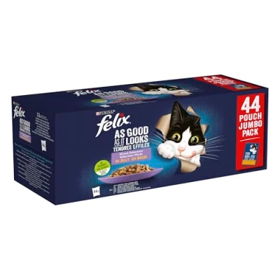Imagen de Felix Purina Fantastic Comida Húmeda para Gato Adulto Pack Surtido, 44 sobres de 85g, 1 unidad