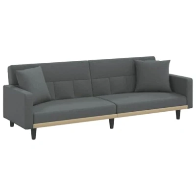 Imagen de vidaXL Sofá Cama con Cojines Tela Gris Oscuro