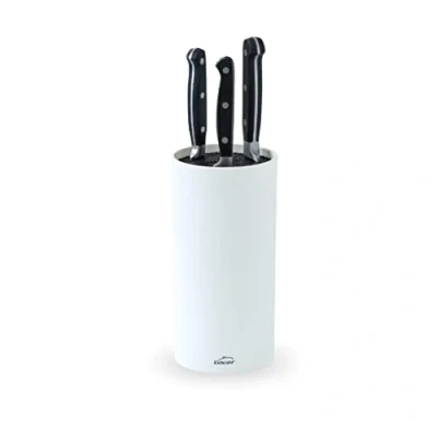 Imagen de Lacor 39037 Taco de Cuchillos White, Bloque Universal para Cuchillos, Multidireccional, Color Blanco mate, Ø11cm, Altura 22cm, Apto Lavavajillas.