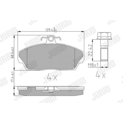 Imagen de JURID 573203J Juego de pastillas freno no preparado para indicador desgaste LAND ROVER: Freelander I SUV Cabrio,