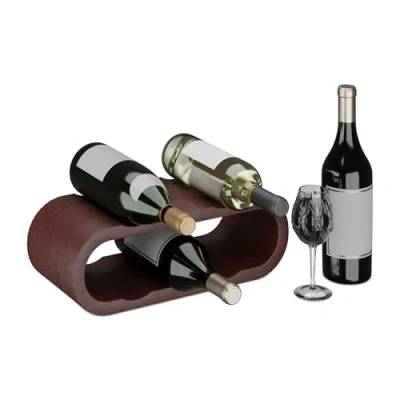 Imagen de Relaxdays Botellero, para Botellas de Vino, Estante Bebidas, 6 Botellines, 13 x 38,5 16 cm, Madera Nogal, Natural