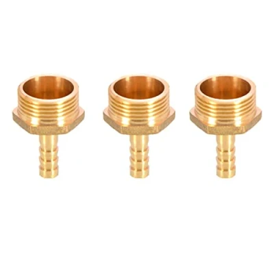 Imagen de 3 conectores de latón macizo para manguera púas a rosca macho BSP 8 mm 3/4 pulgadas aire, agua, combustible, aceite y gas