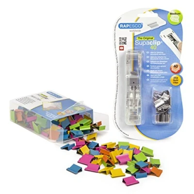 Imagen de Rapesco 1299A Supaclip 40 Dispensador, 25 Clips de Acero inoxidable y Recarga 150 en Colores Surtidos