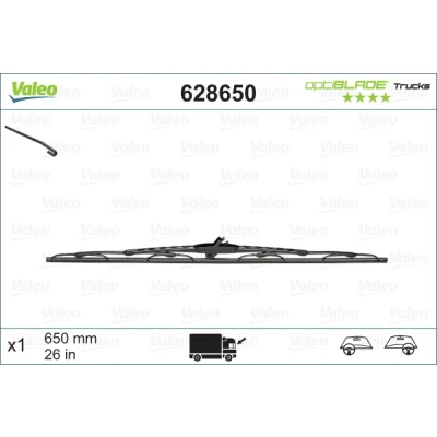 Imagen de Limpiaparabrisas Valeo Optiblade Trucks 628650 650mm ambos lados Estándar sujeción por gancho FIAT: Scudo I Familiar, Furgón