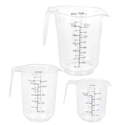 Imagen de Spetebo Juego de 3 tazas medidoras plástico (250 ml, 500 ml y 1000 apilables entre sí aptas para lavavajillas)