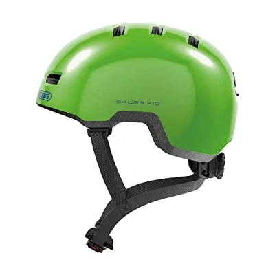 Imagen de ABUS casco infantil Skurb Kid de bicicleta robusto en look skater con espacio para una coleta y variedad diseños niñas niños verde brillante, talla S