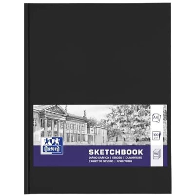 Imagen de Oxford 400152623 Cuaderno de bocetos (A4, tapa dura, 96 páginas, 100 g/m2), color negro