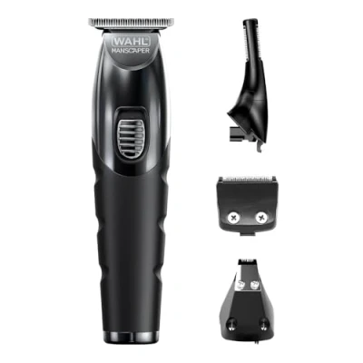 Imagen de WAHL Manscaper Toolbox, multiusos, cortabarbas, cortapelos, batería de litio, carga USB, protectores, recargable, color negro