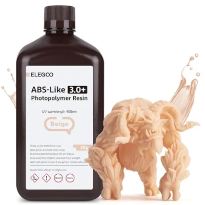 Imagen de ELEGOO Resina ABS Like 3.0 Plus 3.0+, para Impresora 3D con Alta Dureza y Tenacidad, Fotopolímera de Curado Rápido UV 405nm, Impresión LCD/DLP, Beige 2000G