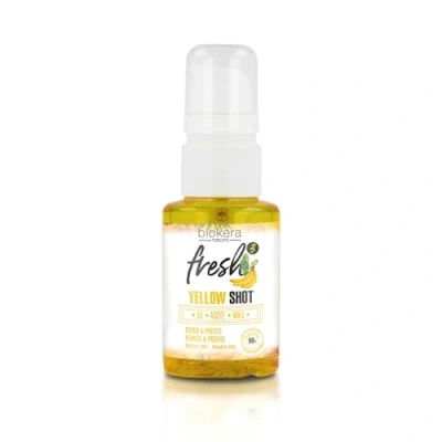 Imagen de SALERM Aceite para el Pelo Biokera Fresh Yellow Shot Oil 75 ml de Abisinia y Almendras Nutre, Repara Protege Cabello Dañado Melena más Brillante Sin Sulfatos ni Parabenos