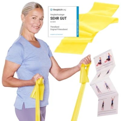Imagen de TheraBand Banda de Resistencia Elastica 2,5 m para Entrenamiento Cuerpo Entero, Fuerza y Flexibilidad, Ideal Fisioterapia, Fitness Deportes, Color Amarillo