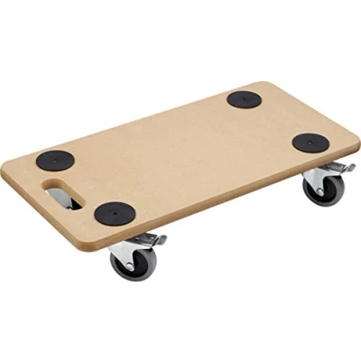 Imagen de Metafranc Carrito de transporte 590 x 290 mm, capacidad carga 200 kg, tablero MDF, ruedas TPE o rodillo para muebles con freno, ayuda moverse, carro transportar muebles, rollo caja madera/821390
