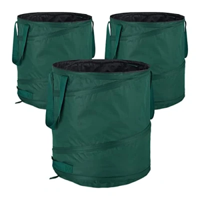 Imagen de Relaxdays Bolsas Jardín, Auto desplegables, Set3, 60L, Sacos Hojas PopUp, Asas, Resistente Rayos UV, Impermeables, Verde, Poliéster