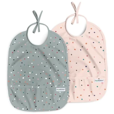 Imagen de Nombear ® Baberos Bebe Impermeables para Bebés de 6 a 12 Meses, Babete Impermeável Bebe, Babero Comida Bebé, Delantal Paquete 2