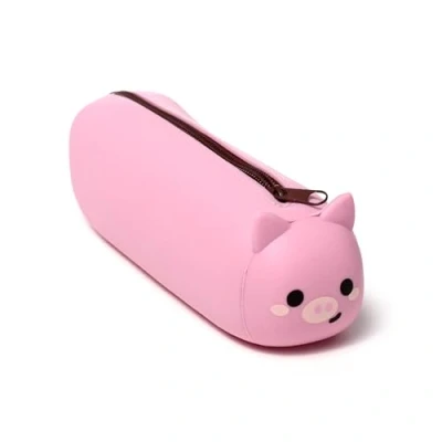 Imagen de Puckator Estuche portalápices de Silicona Cerdo Animales Dulces, Multicolor, con Apertura Cremallera