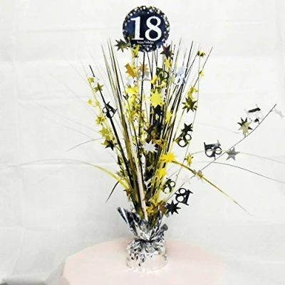 Imagen de amscan Decoración de Mesa Sparkling Celebration, tamaño 18&quot;, Color negro/oro (10132710)