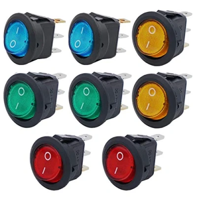 Imagen de RUNCCI YUN 8 pcs Interruptor Basculante 12v，Interruptor Redondo，Interruptor Led，3 Pines 20a 12v Dc coche Para o barco con（ 4 colores）