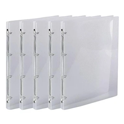Imagen de Exacompta Ref. 511944E Cartón de 5 carpetas flexibles PP Crystal 4 anillos redondos diámetro 15 mm Espalda 20 Dimensiones exteriores: 32 x 25 cm Tamaño A4 Color: cristal