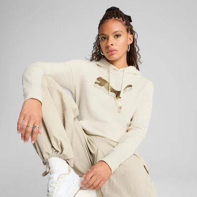 Imagen de Puma ESS metallic Jersey con capucha Alpine snowmetallic gold, Mujer, Talla: XXL, snow gold