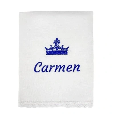 Imagen de CARREDANA Pañuelo de Bautizo Bordado Personalizado. Personaliza Nombre, Color y Fecha. Toalla Regalo Personalizado (con Corona)