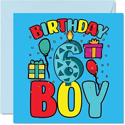 Imagen de Stuff4 tarjeta de cumpleaños número 6 para niño, feliz niño años, tarjetas él, felicitación 145 mm x hijo, hermano, nieto,