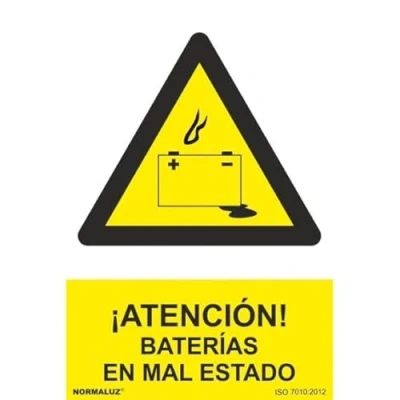Imagen de ¡atención! baterías en mal estado, señal de advertencia sekureco