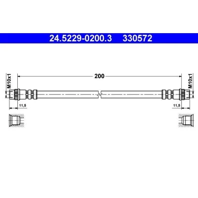 Imagen de ATE 24.5229 0200.3 Latiguillos de Freno 200 PEUGEOT: 206 Hatchback, 207 SW, RENAULT: Trafic 2 Bus, Kasten, 3 Bus