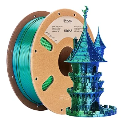 Imagen de filamento PLA ERYONE de dos tonos 1,75 mm, para impresora 3D, carrete 1 kg +/ 0,02 azul seda y verde
