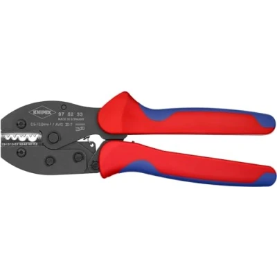 Imagen de Knipex PreciForce® Alicate para crimpar terminales bruñido, con fundas multicomponentes 220 mm (cartulina autoservicio/blíster) 97 52 33 SB
