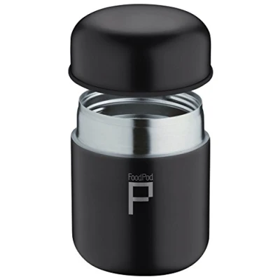 Imagen de Pioneer frascos Aislado al vacío, antigoteo Alimentos Pod cápsula matraz, Acero Inoxidable, Negro Mate, 280cc