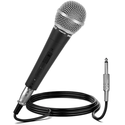 Imagen de Pyle Micrófono, dinámico, vocal, profesional, unidireccional y manual, conexión XLR, boton on/off, cable de ¼ “, color negro