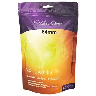 Imagen de VIBRATISSIMO condones XXL Vanilla paquete de 50 I preservativos premium con aroma vainilla grosor pared fino y aromatizados sensitivos ultrafinos b=64mm