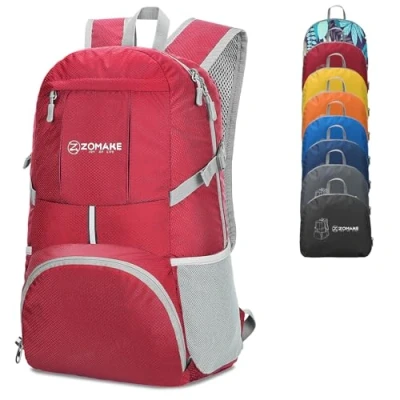 Imagen de ZOMAKE 35L Mochila Plegable Ligera Mochilas de Senderismo Pequeña Para Hombre Mujer Viaje Trekking Deporte(Rojo)